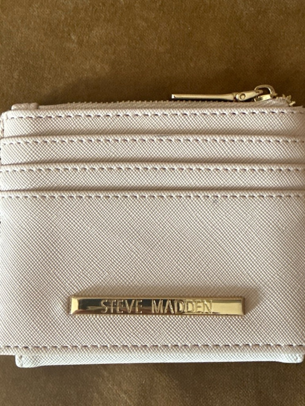 Steve Madden Cream Card Organizer with Gold Accent